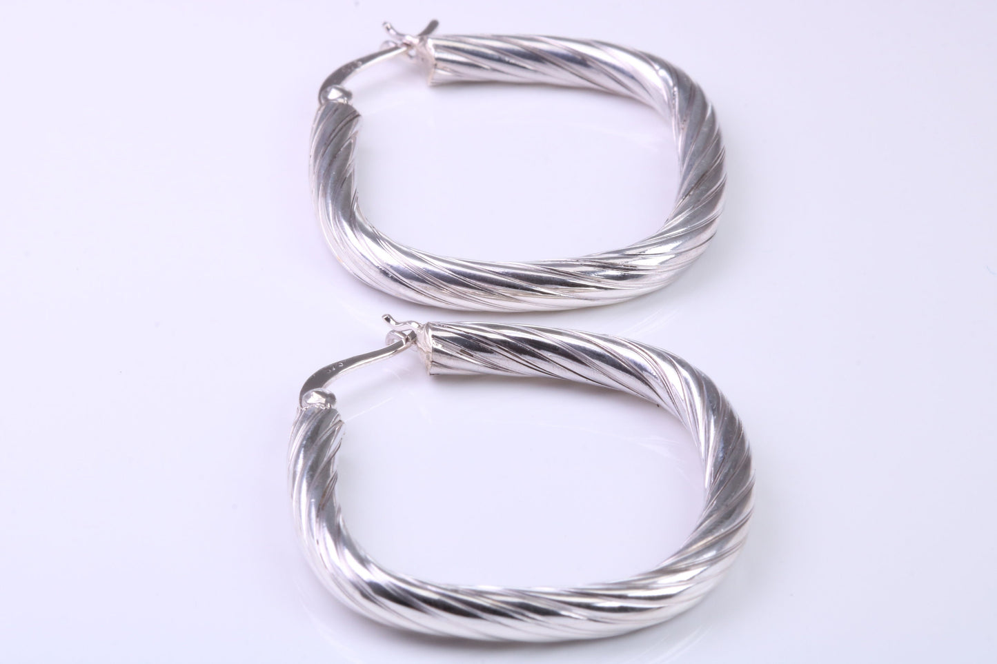 30 mm Square Profile Hoop Creole Earrings Made from 925 Grade Sterling Silver