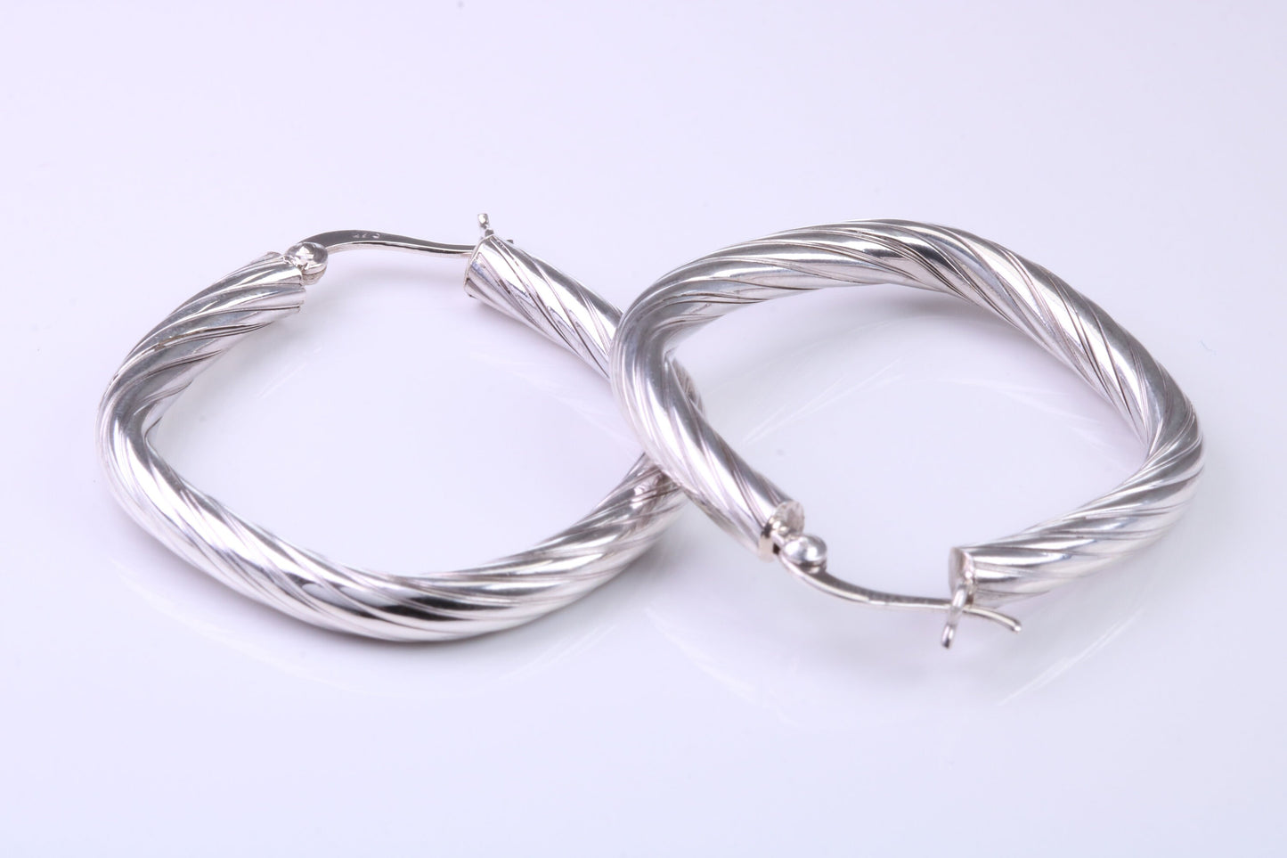 30 mm Square Profile Hoop Creole Earrings Made from 925 Grade Sterling Silver