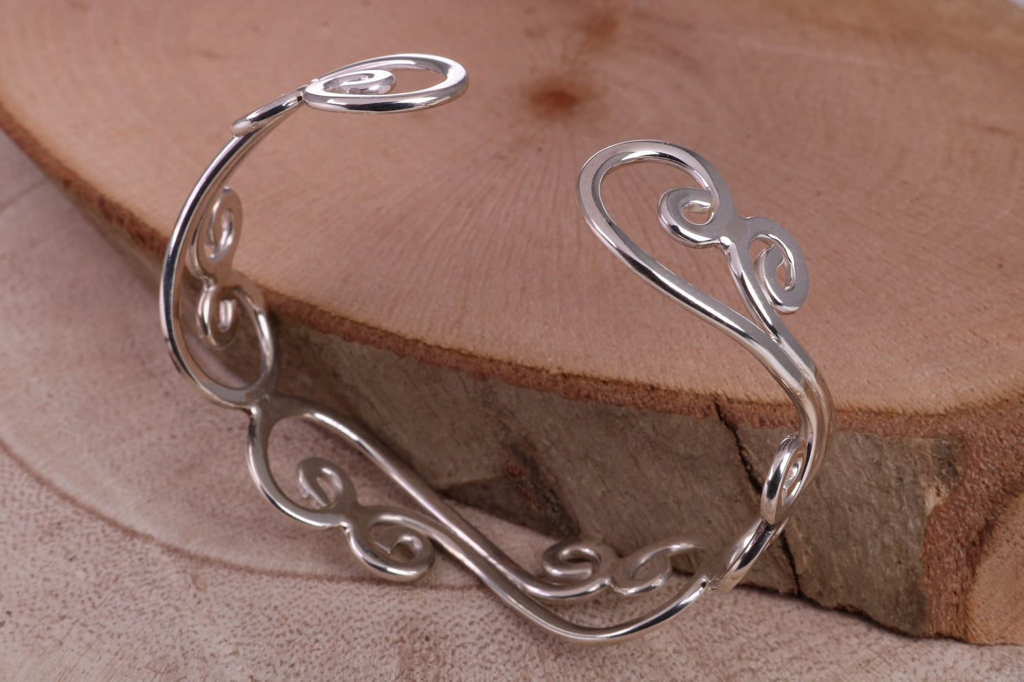 20 mm Wide Oval Solid Silver Bangle