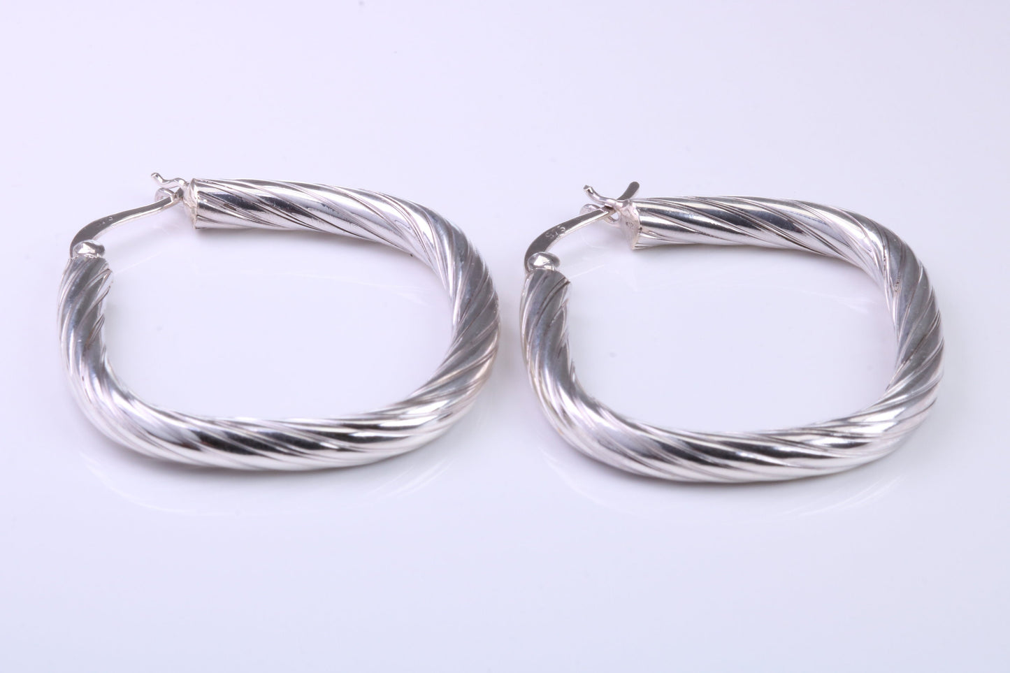 30 mm Square Profile Hoop Creole Earrings Made from 925 Grade Sterling Silver