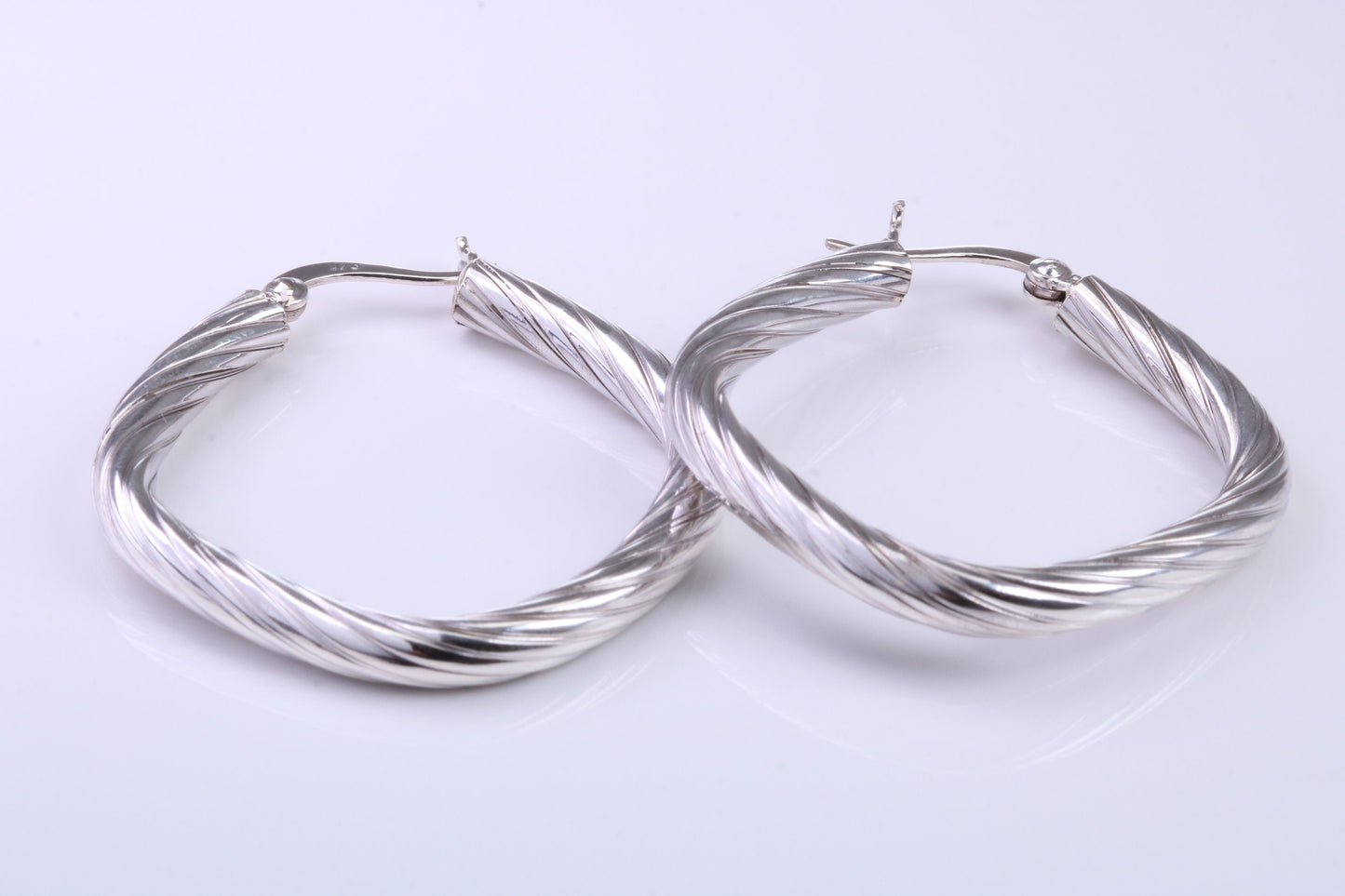 30 mm Square Profile Hoop Creole Earrings Made from 925 Grade Sterling Silver
