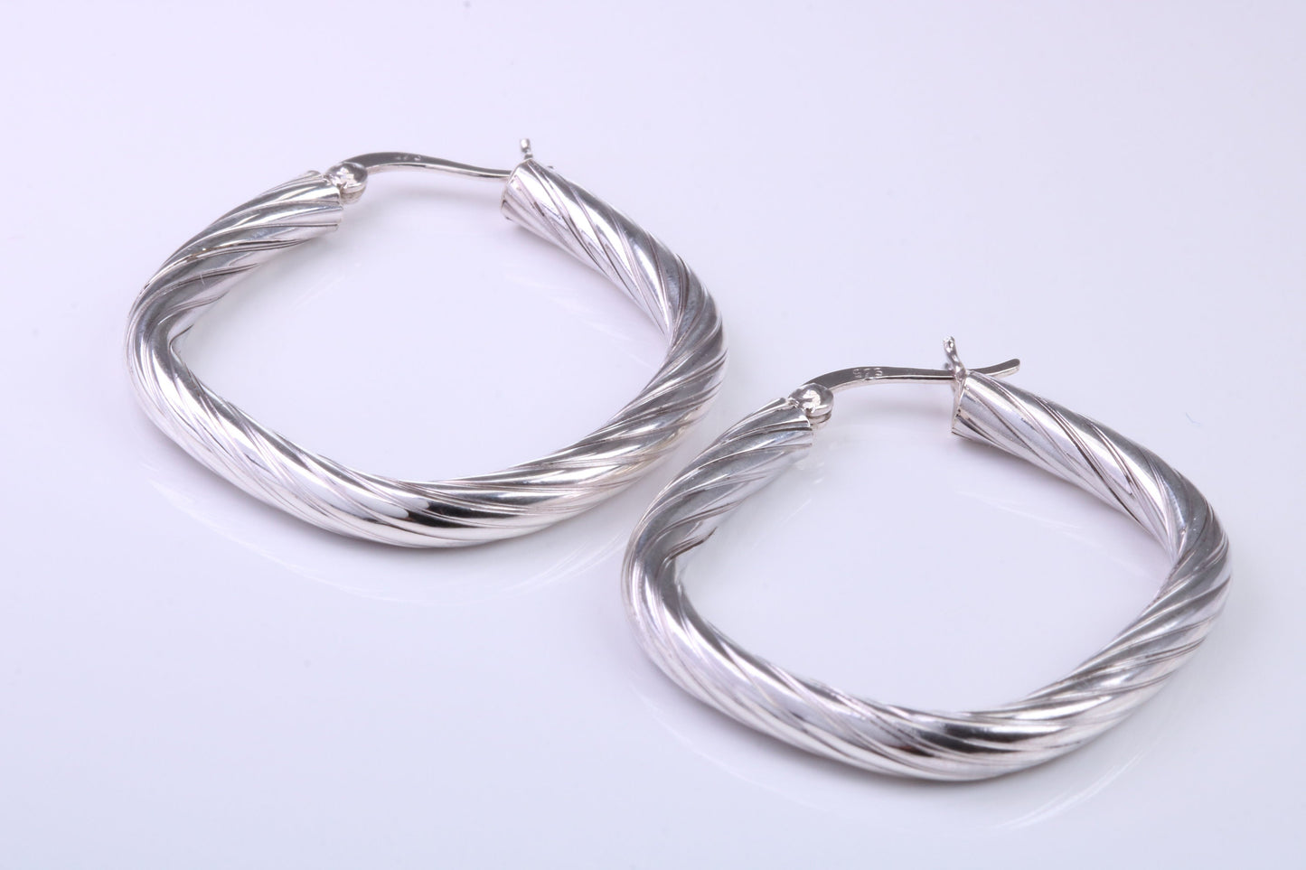 30 mm Square Profile Hoop Creole Earrings Made from 925 Grade Sterling Silver
