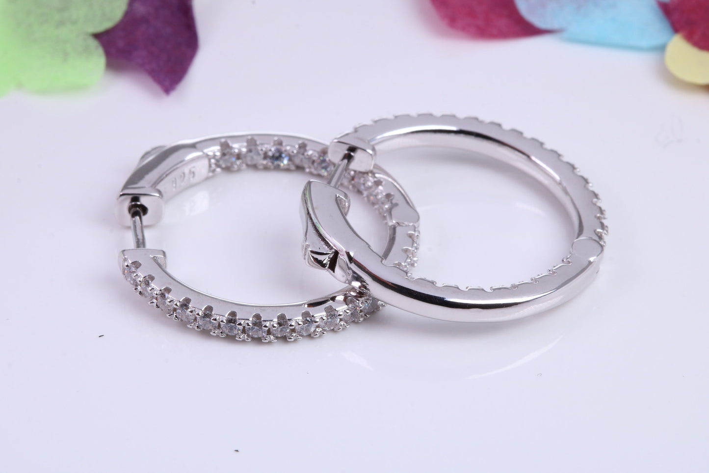 25 mm Round Hoop Cubic Zirconia set Earrings, Very Dressy, Made from Solid 925 Grade Sterling Silver