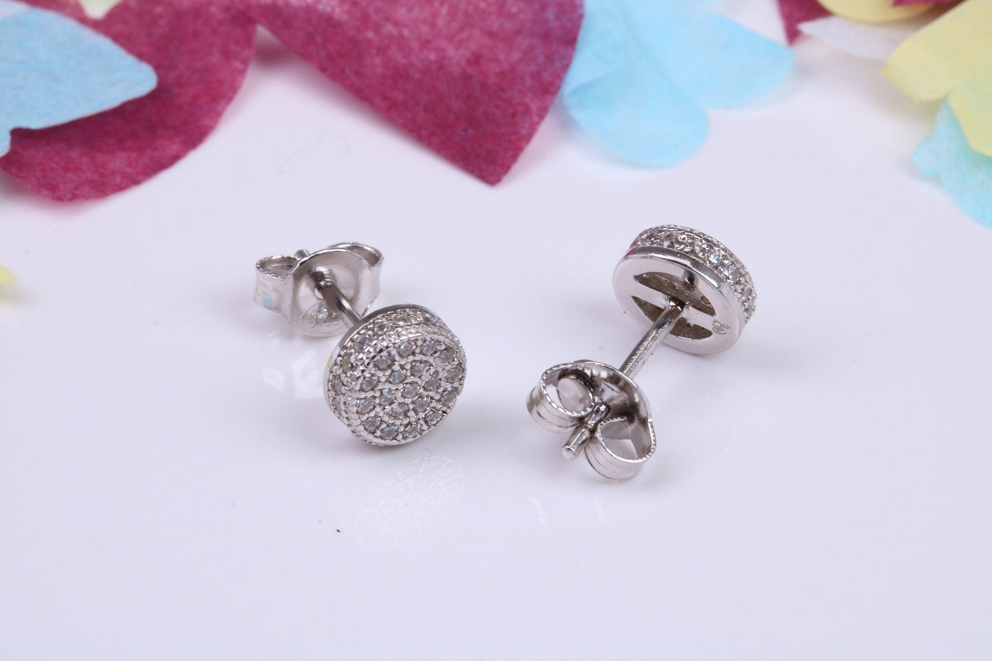 7 mm Round Cluster Cubic Zirconia set Earrings, Very Dressy, Made from Solid 925 Grade Sterling Silver