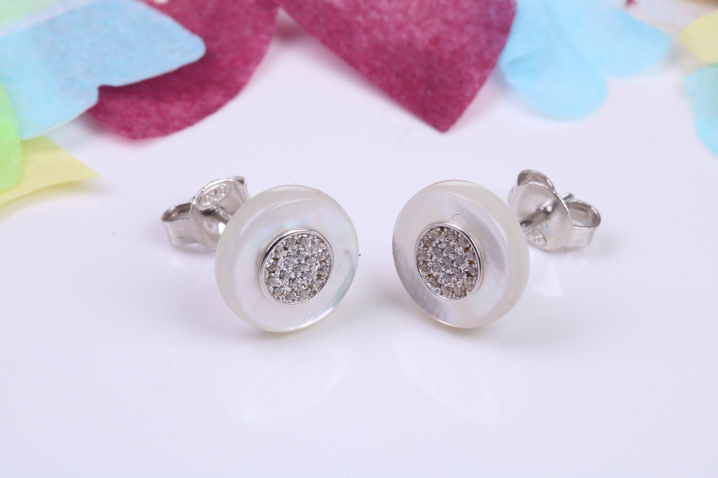 10 mm Round Cluster Cubic Zirconia set Earrings, Very Dressy, Made from Solid 925 Grade Sterling Silver