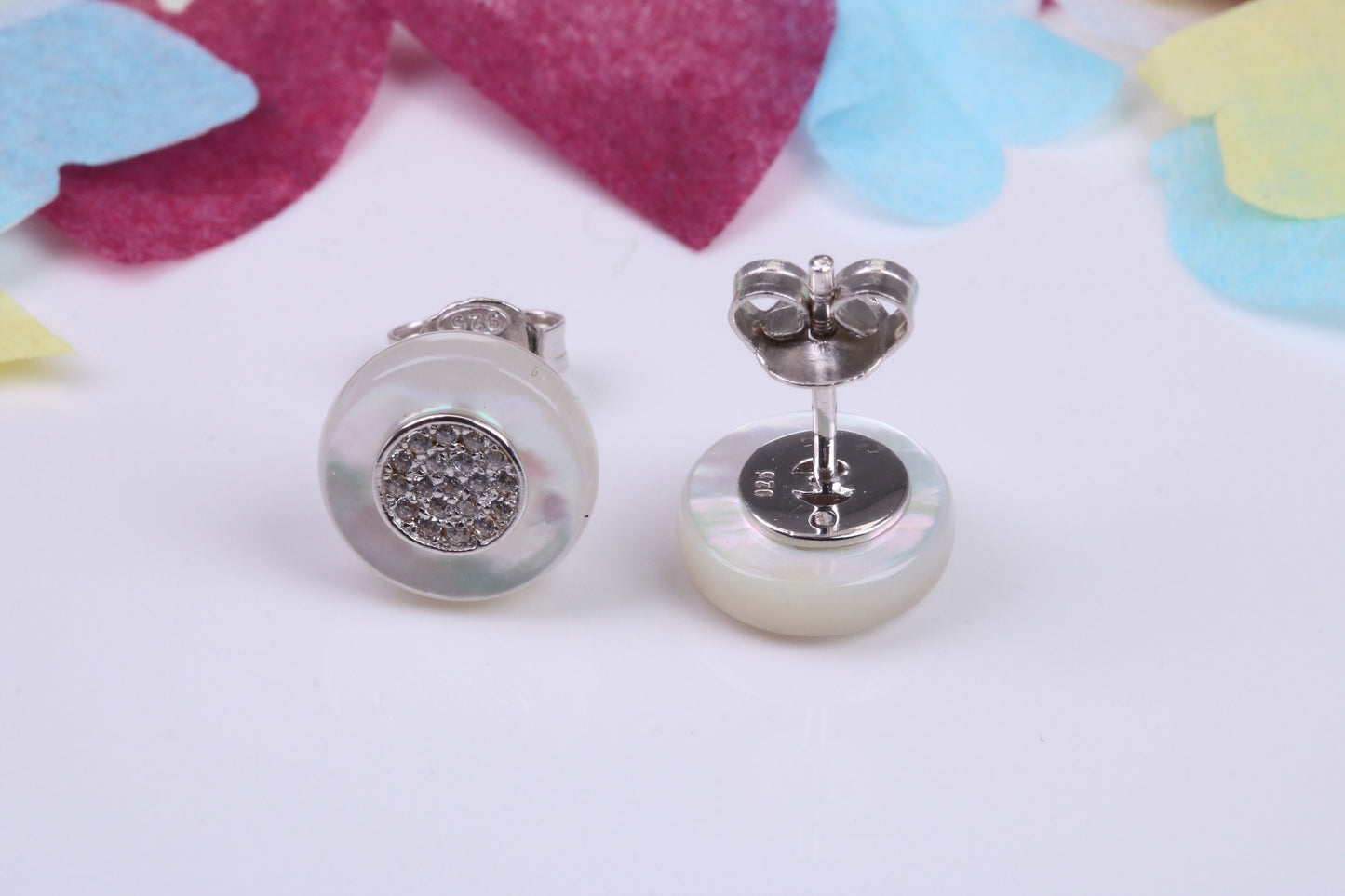 10 mm Round Cluster Cubic Zirconia set Earrings, Very Dressy, Made from Solid 925 Grade Sterling Silver