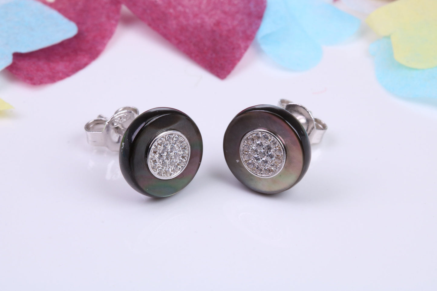 10 mm Round Cluster Cubic Zirconia set Earrings, Very Dressy, Made from Solid 925 Grade Sterling Silver