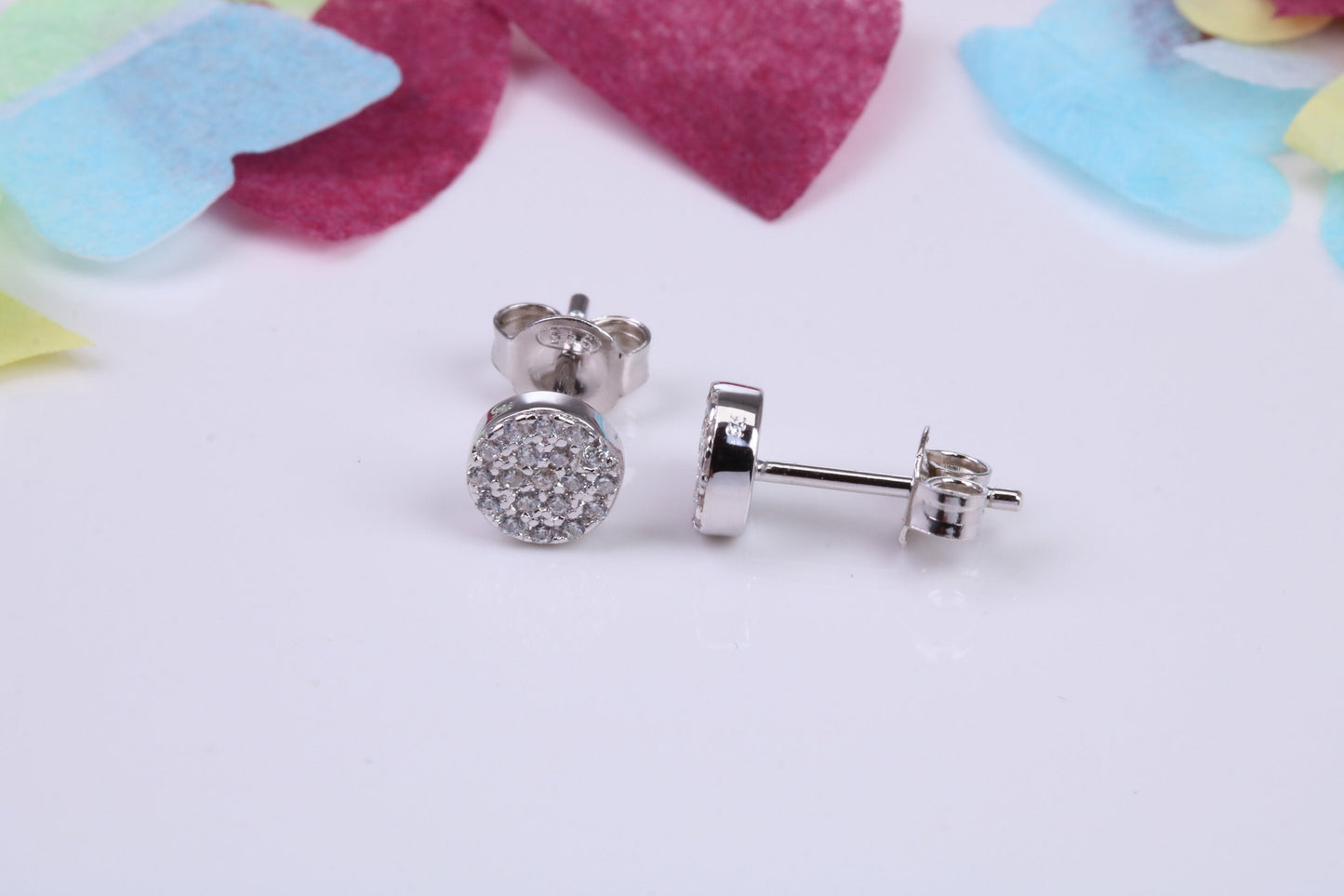 6 mm Round Cluster Cubic Zirconia set Earrings, Very Dressy, Made from Solid 925 Grade Sterling Silver