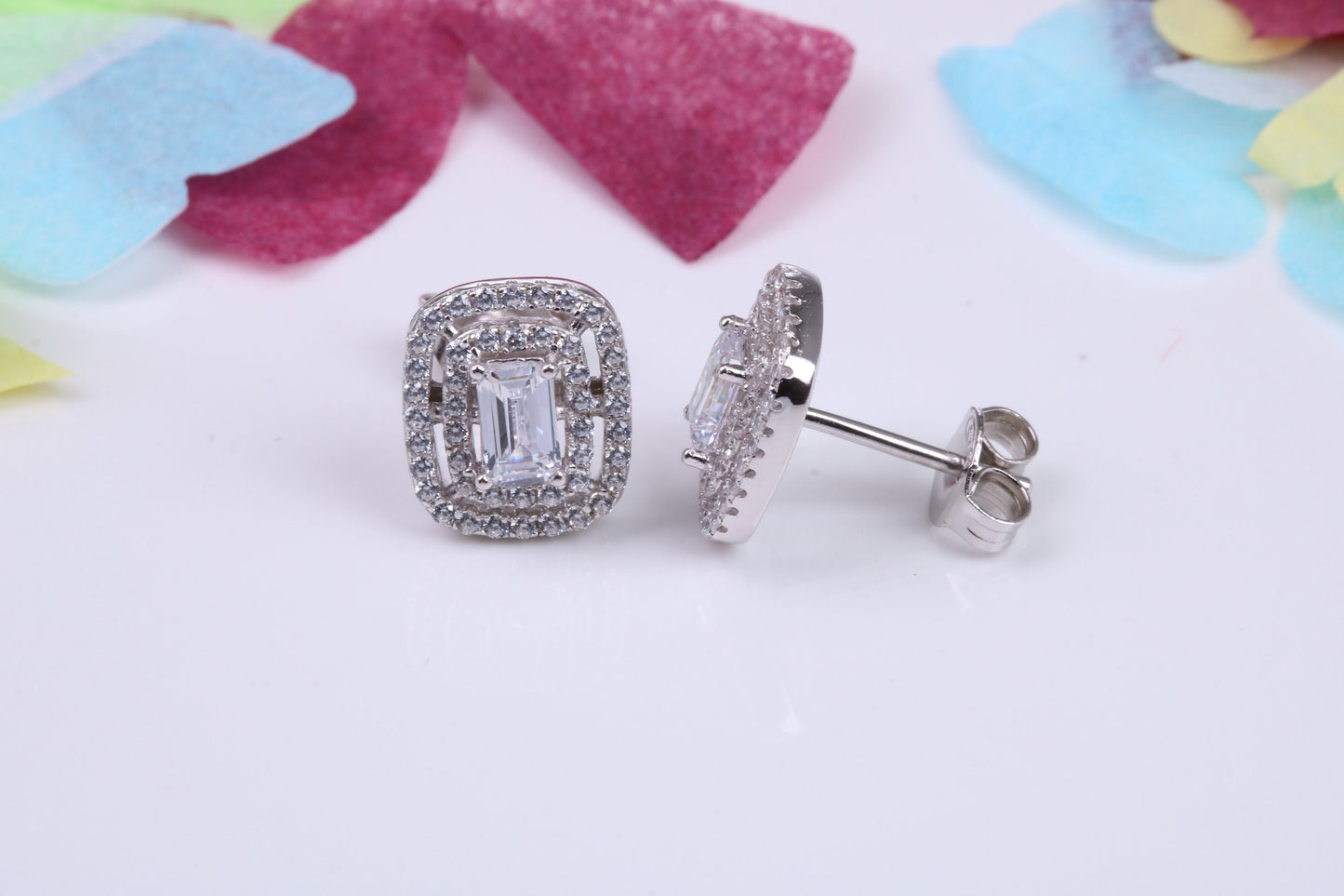 Cluster Cubic Zirconia set Earrings, Very Dressy, Made from Solid 925 Grade Sterling Silver