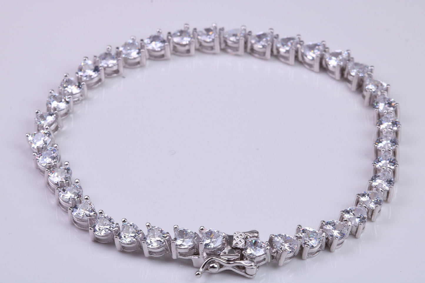 Cubic Zirconia set Tennis Bracelet, made from solid Sterling Silver