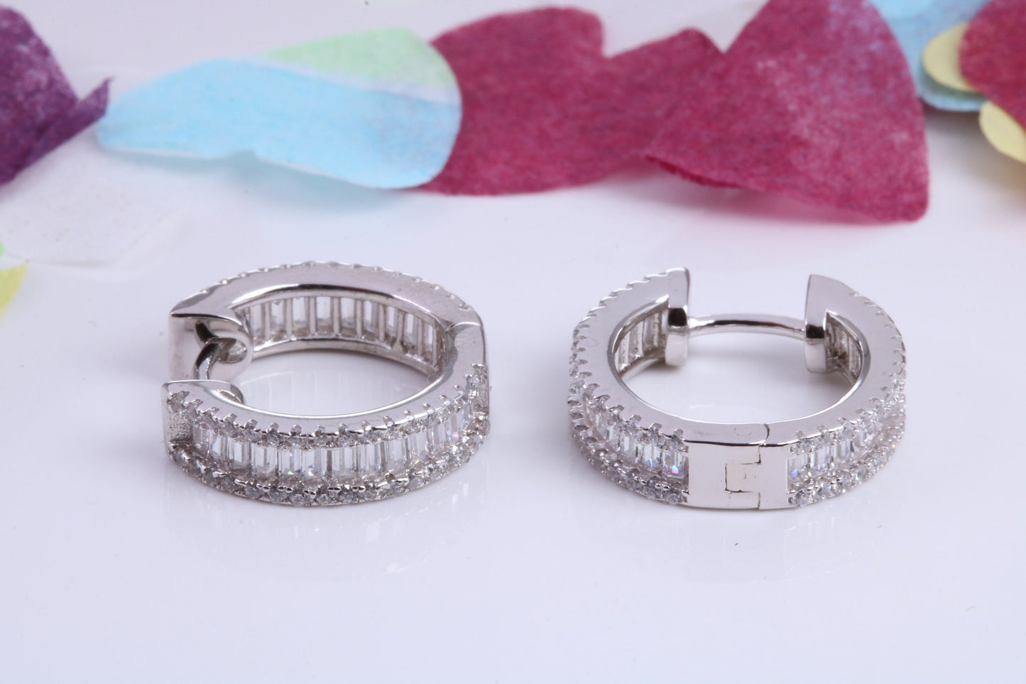 16 mm Round Hoop Cubic Zirconia set Earrings, Very Dressy, Made from Solid 925 Grade Sterling Silver