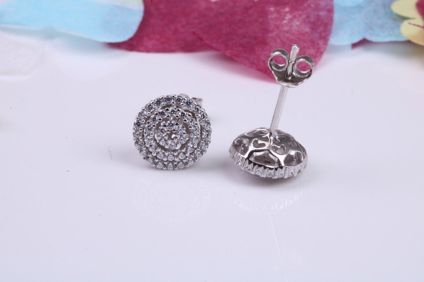 9 mm Round Cluster Cubic Zirconia set Earrings, Very Dressy, Made from Solid 925 Grade Sterling Silver