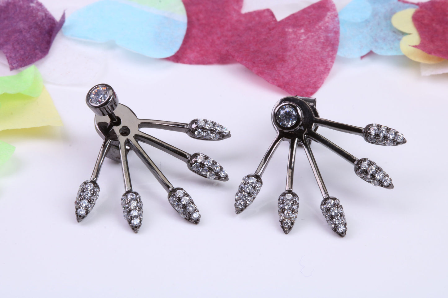 22 mm Wide Cubic Zirconia set Earrings, Very Dressy, Made from Solid 925 Grade Sterling Silver