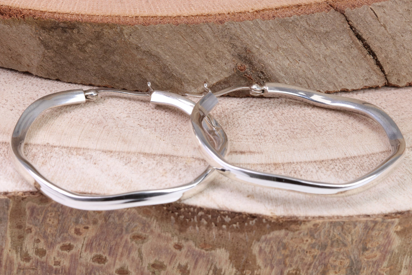 Very Large 45 mm Round Hoop Creole Earrings Made from Solid 925 Grade Sterling Silver