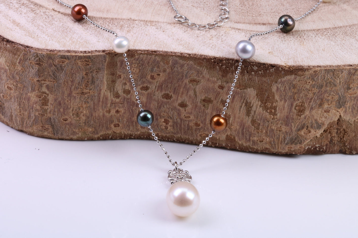 Multi Colour Pearl Necklace made from Sterling Silver