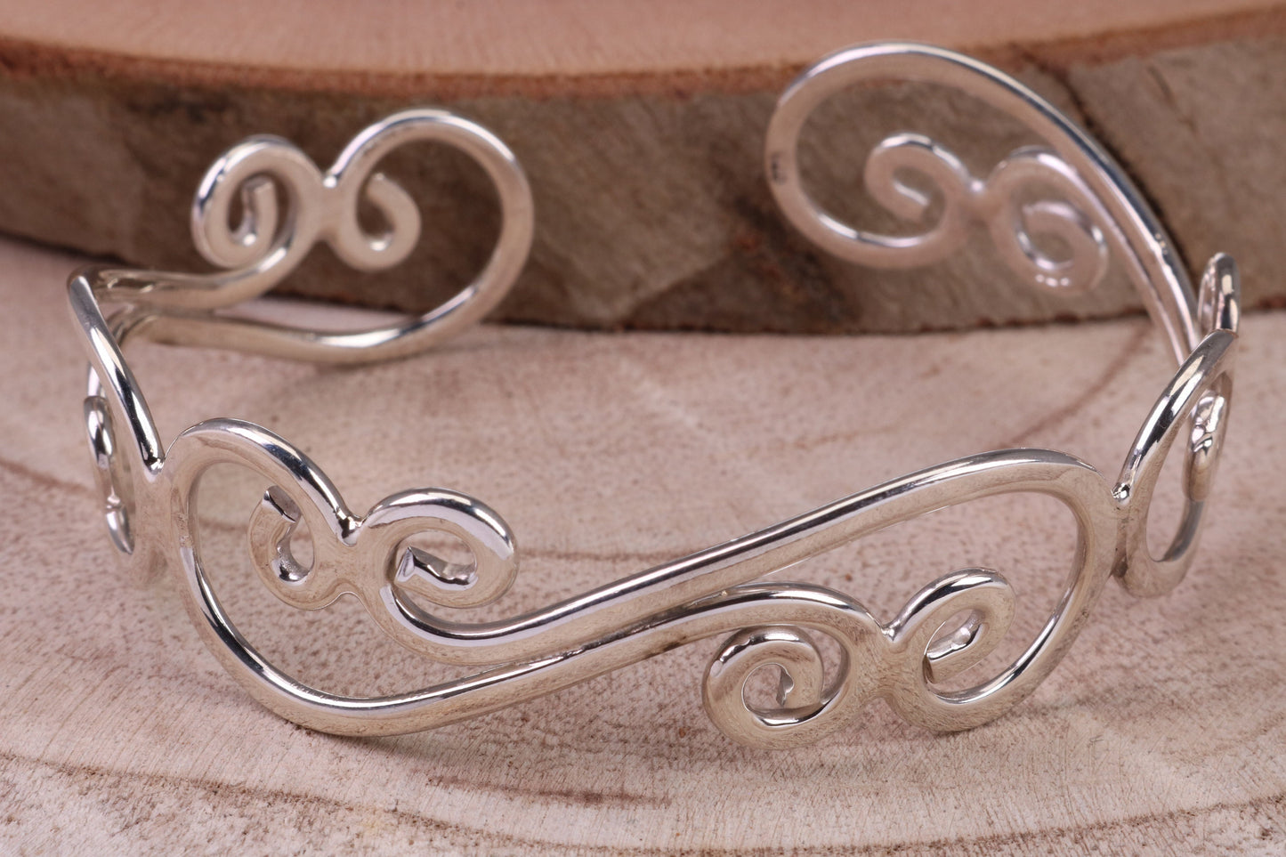 20 mm Wide Oval Solid Silver Bangle