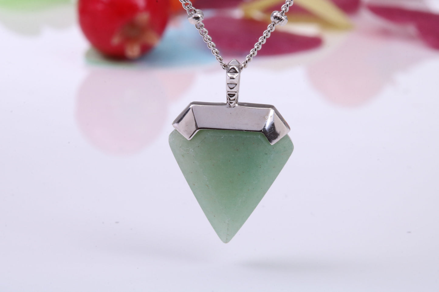 Real Emerald set Necklace, made from solid Sterling Silver with Length Adjustable Chain