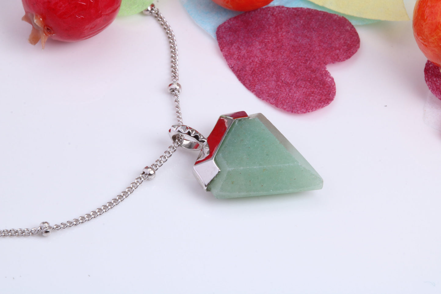 Real Emerald set Necklace, made from solid Sterling Silver with Length Adjustable Chain