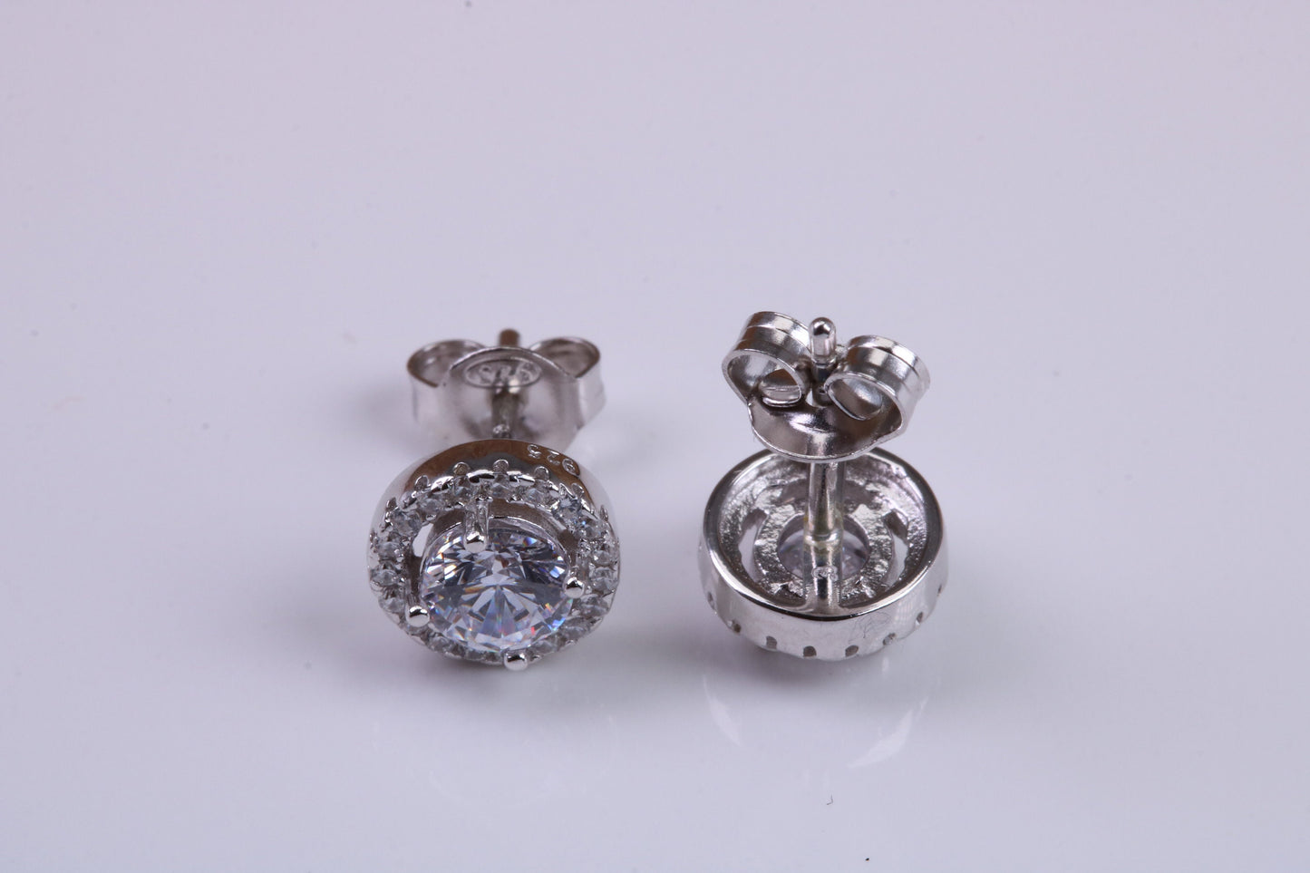 8 mm Round Cluster Cubic Zirconia set Earrings, Very Dressy, Made from Solid 925 Grade Sterling Silver