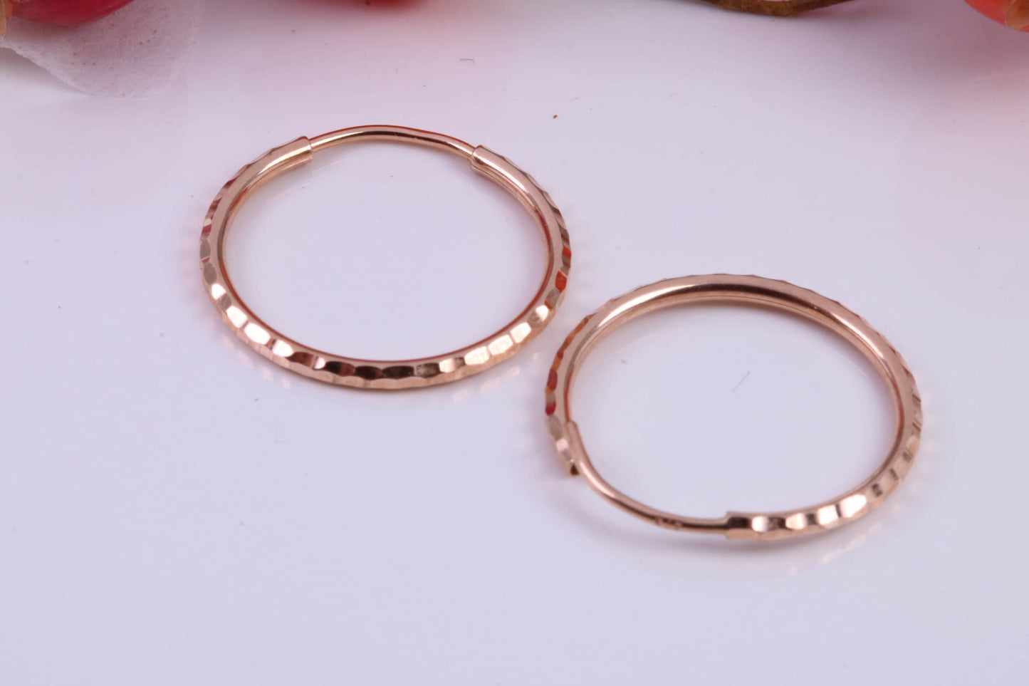 19 mm Round Diamond cut Sleeper Earrings Made from 9ct Rose Gold
