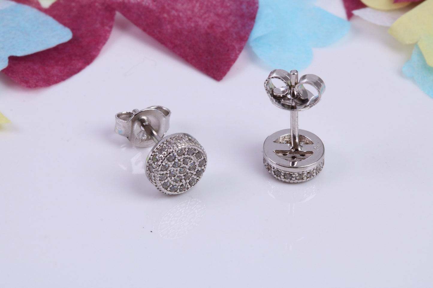 7 mm Round Cluster Cubic Zirconia set Earrings, Very Dressy, Made from Solid 925 Grade Sterling Silver