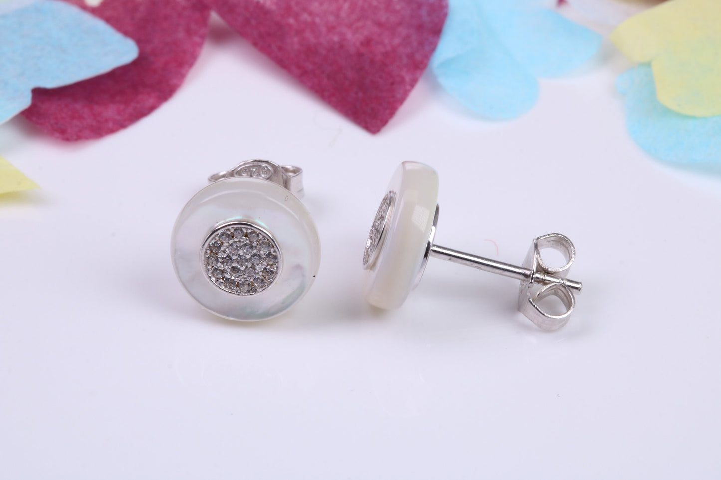 10 mm Round Cluster Cubic Zirconia set Earrings, Very Dressy, Made from Solid 925 Grade Sterling Silver