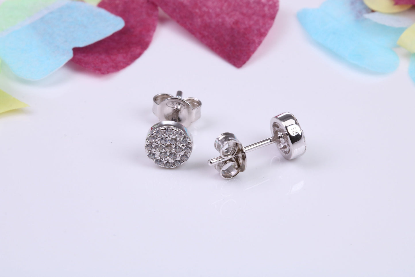 6 mm Round Cluster Cubic Zirconia set Earrings, Very Dressy, Made from Solid 925 Grade Sterling Silver