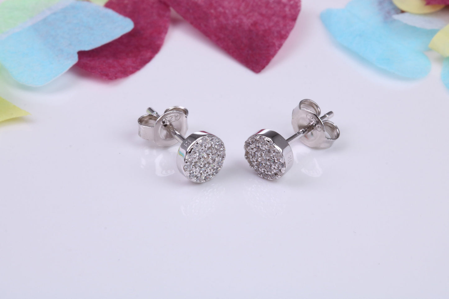 6 mm Round Cluster Cubic Zirconia set Earrings, Very Dressy, Made from Solid 925 Grade Sterling Silver