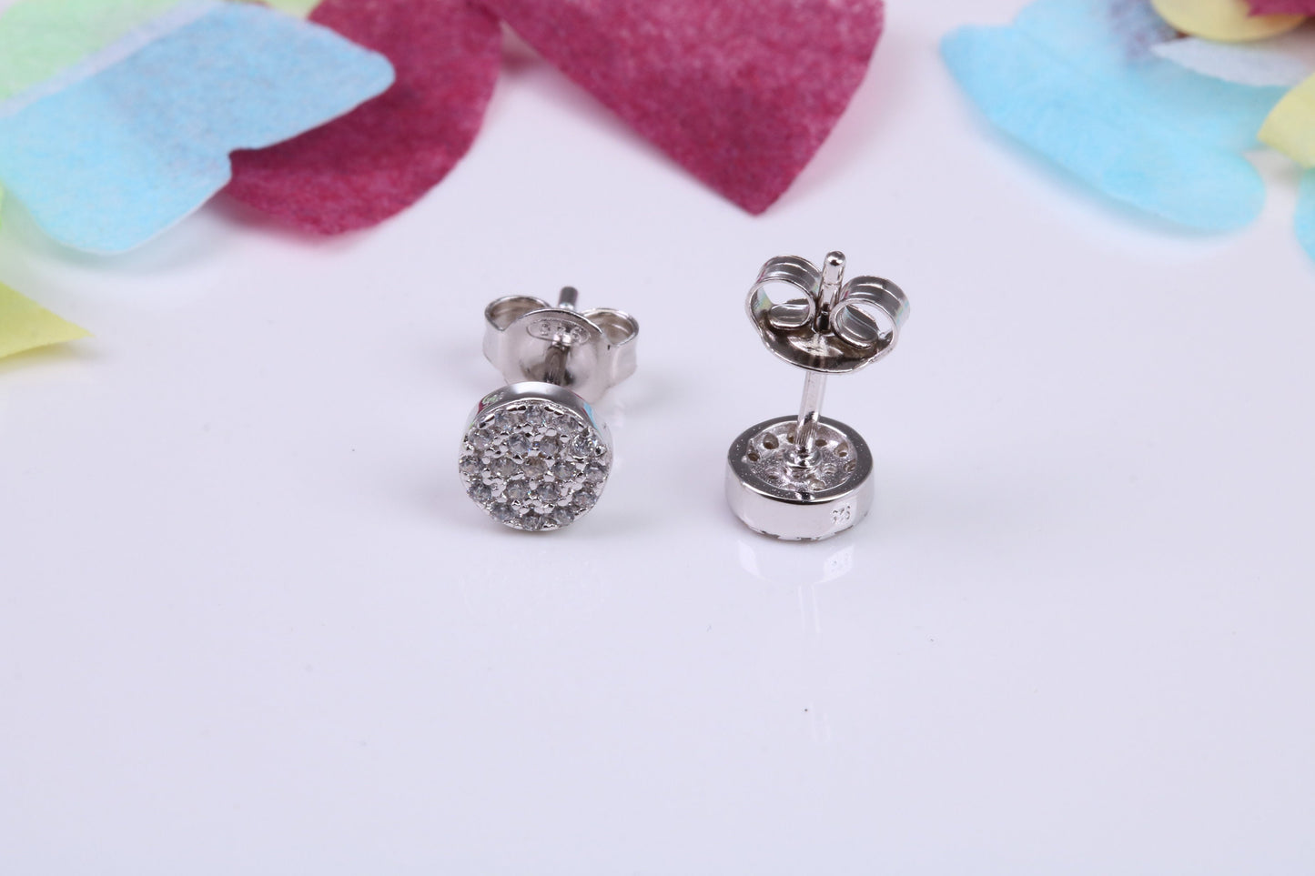 6 mm Round Cluster Cubic Zirconia set Earrings, Very Dressy, Made from Solid 925 Grade Sterling Silver