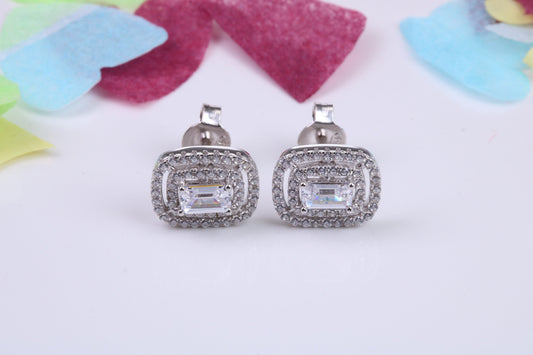 Cluster Cubic Zirconia set Earrings, Very Dressy, Made from Solid 925 Grade Sterling Silver