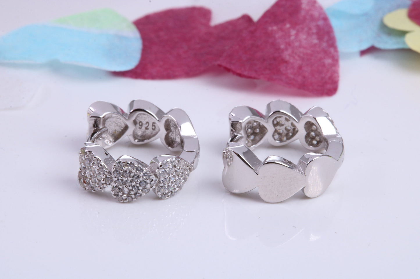 14 mm Round Hoop Cubic Zirconia set Earrings, Very Dressy, Made from Solid 925 Grade Sterling Silver