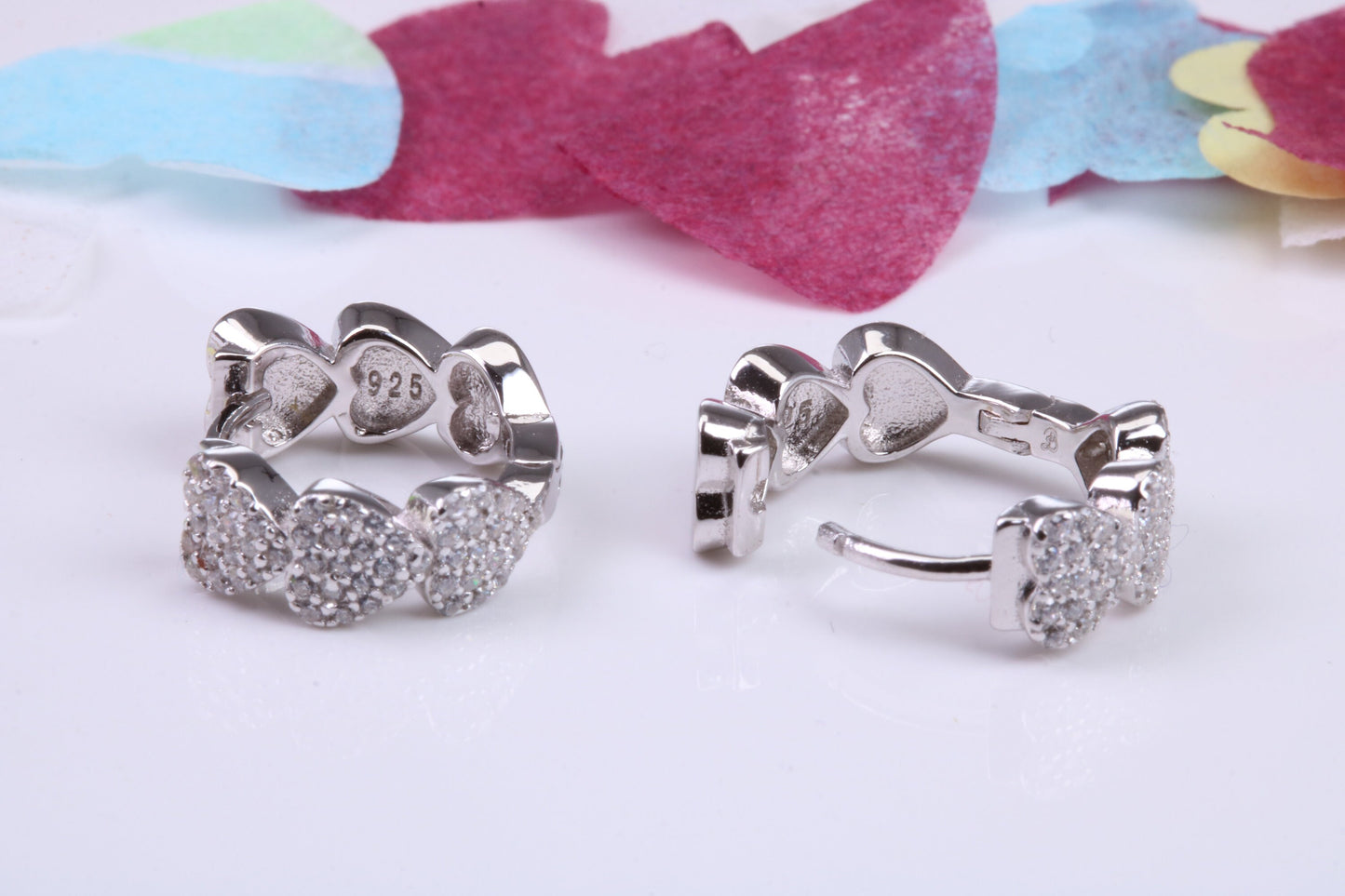 14 mm Round Hoop Cubic Zirconia set Earrings, Very Dressy, Made from Solid 925 Grade Sterling Silver