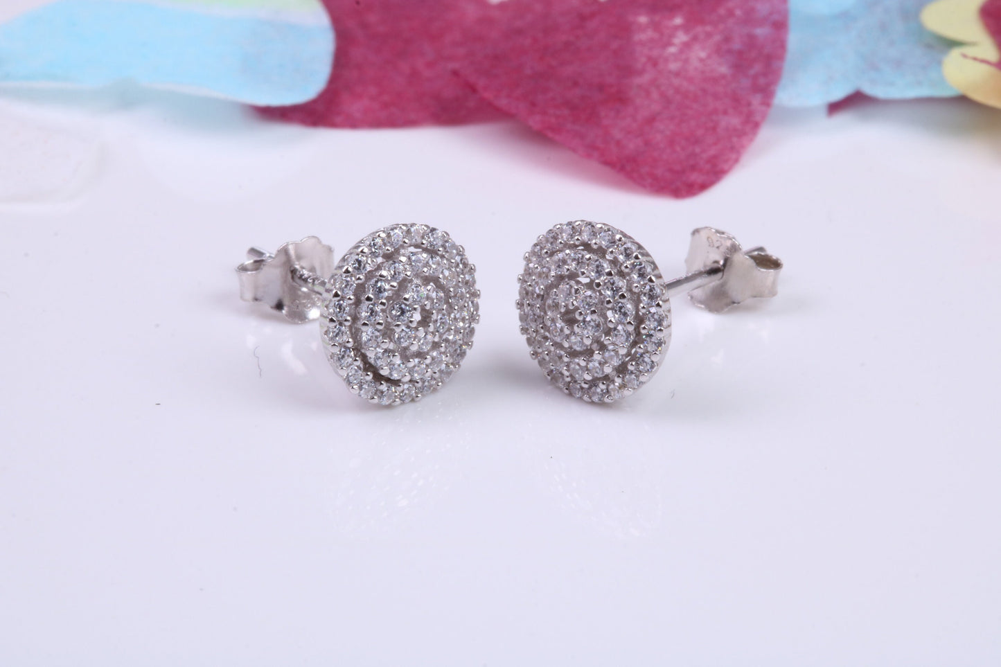 9 mm Round Cluster Cubic Zirconia set Earrings, Very Dressy, Made from Solid 925 Grade Sterling Silver