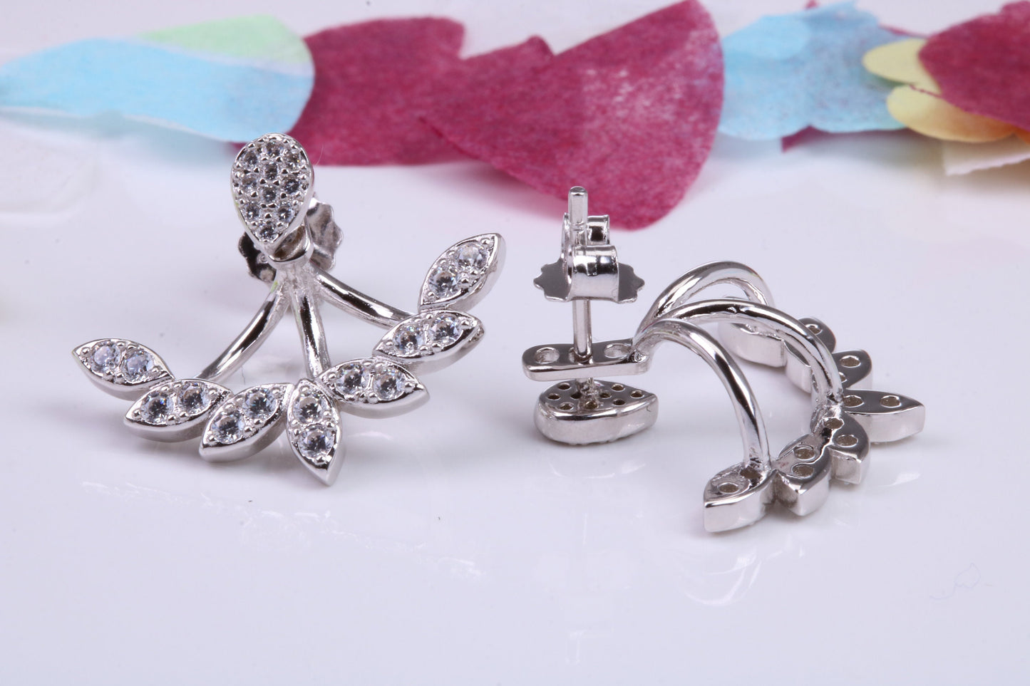 22 mm Wide Cubic Zirconia set Earrings, Very Dressy, Made from Solid 925 Grade Sterling Silver
