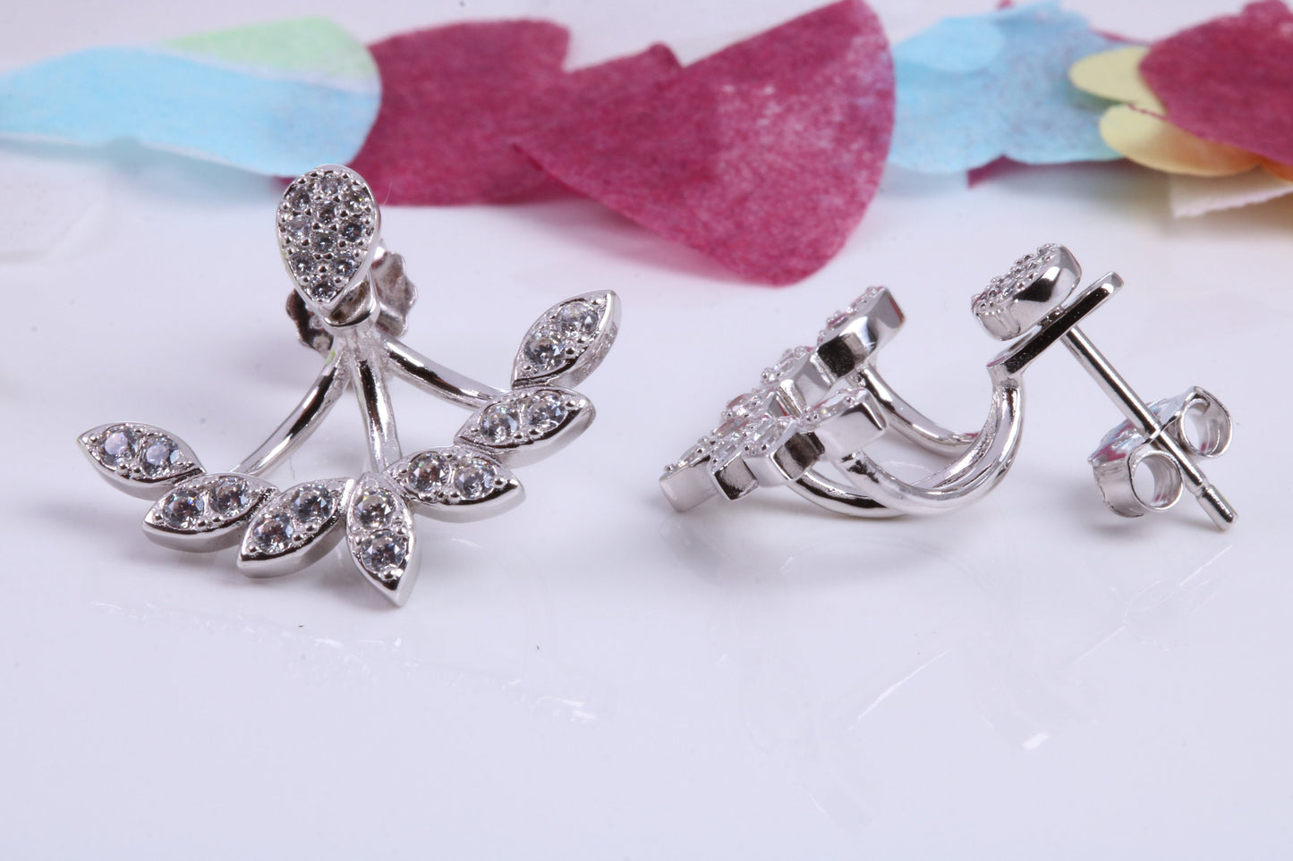 22 mm Wide Cubic Zirconia set Earrings, Very Dressy, Made from Solid 925 Grade Sterling Silver