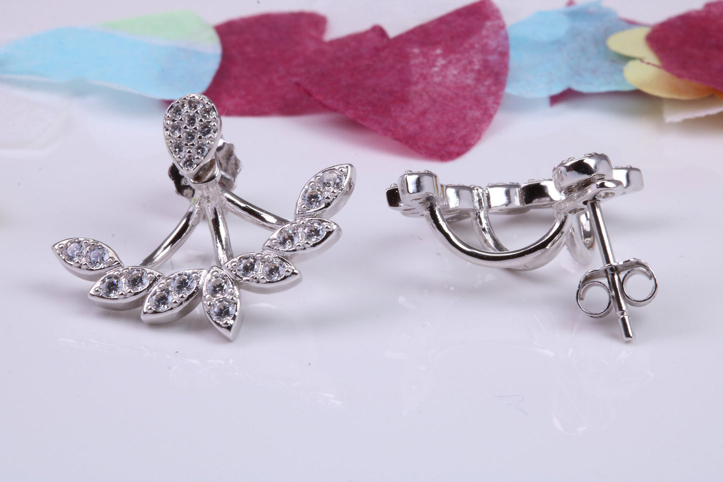 22 mm Wide Cubic Zirconia set Earrings, Very Dressy, Made from Solid 925 Grade Sterling Silver