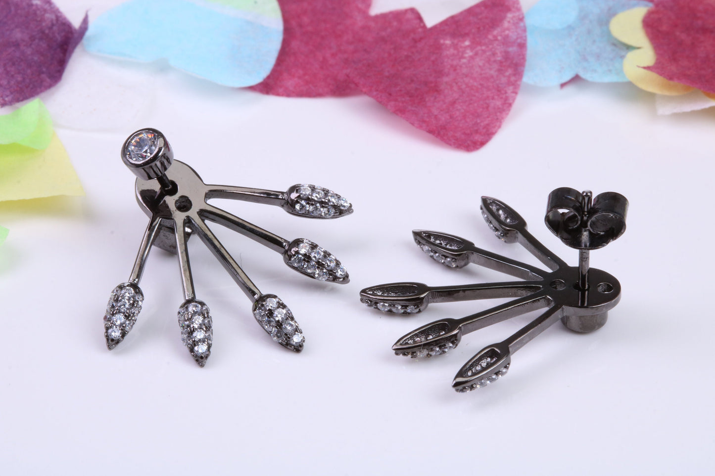 22 mm Wide Cubic Zirconia set Earrings, Very Dressy, Made from Solid 925 Grade Sterling Silver