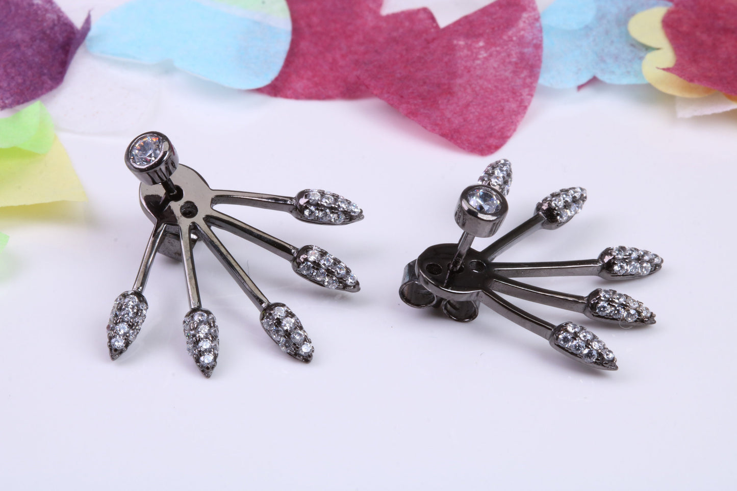 22 mm Wide Cubic Zirconia set Earrings, Very Dressy, Made from Solid 925 Grade Sterling Silver
