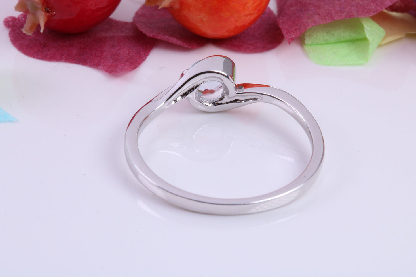 Natural Round cut Blue Topaz set Sterling Silver Ring, Very Smooth Setting, November Birthstone