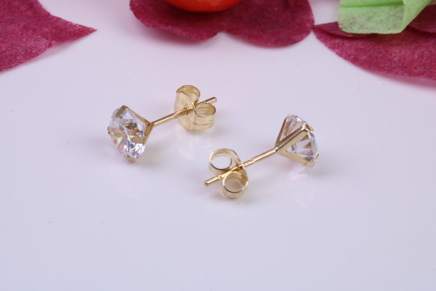 5 mm Round Cubic Zirconia set Stud Earrings, Made from Solid 9ct Yellow Gold