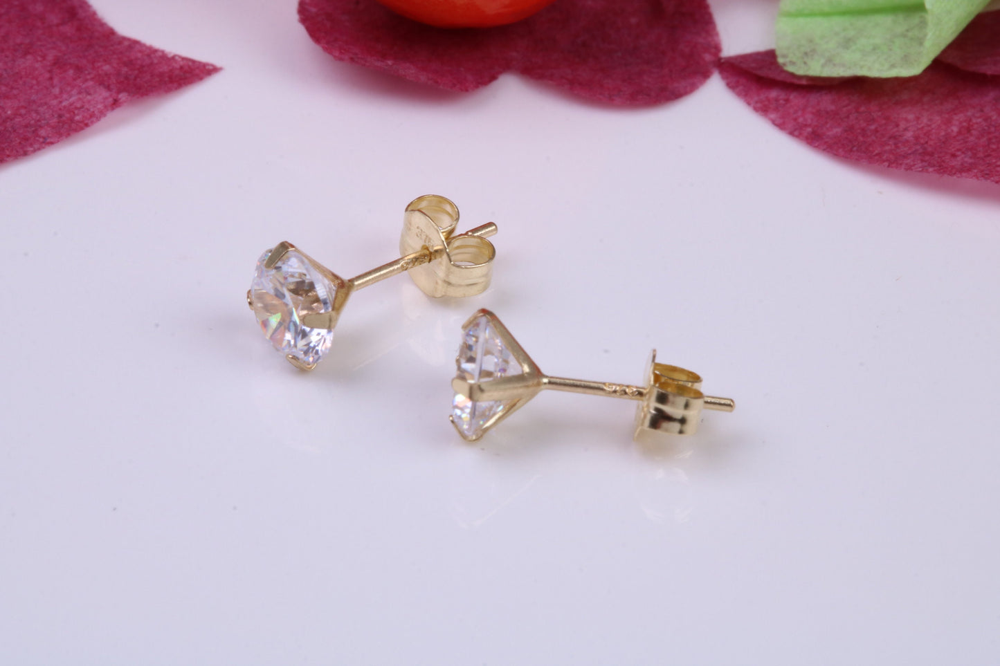 5 mm Round Cubic Zirconia set Stud Earrings, Made from Solid 9ct Yellow Gold