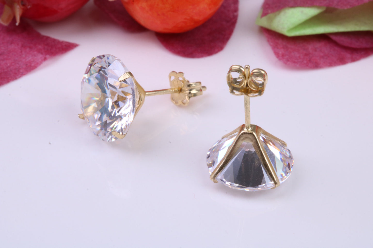 10 mm Round Cubic Zirconia set Stud Earrings, Made from Solid 9ct Yellow Gold