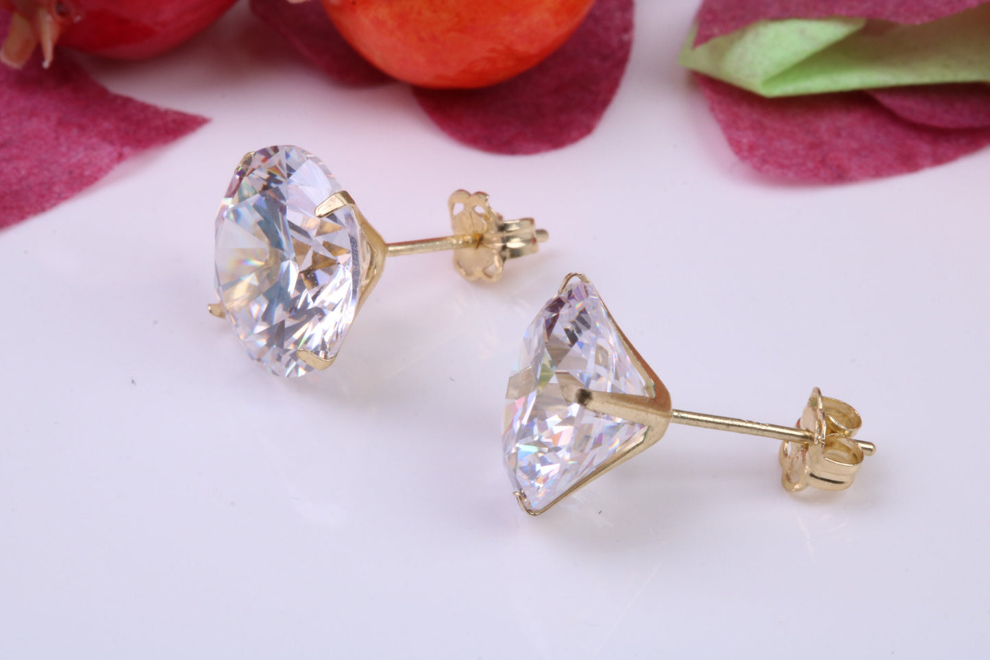 10 mm Round Cubic Zirconia set Stud Earrings, Made from Solid 9ct Yellow Gold