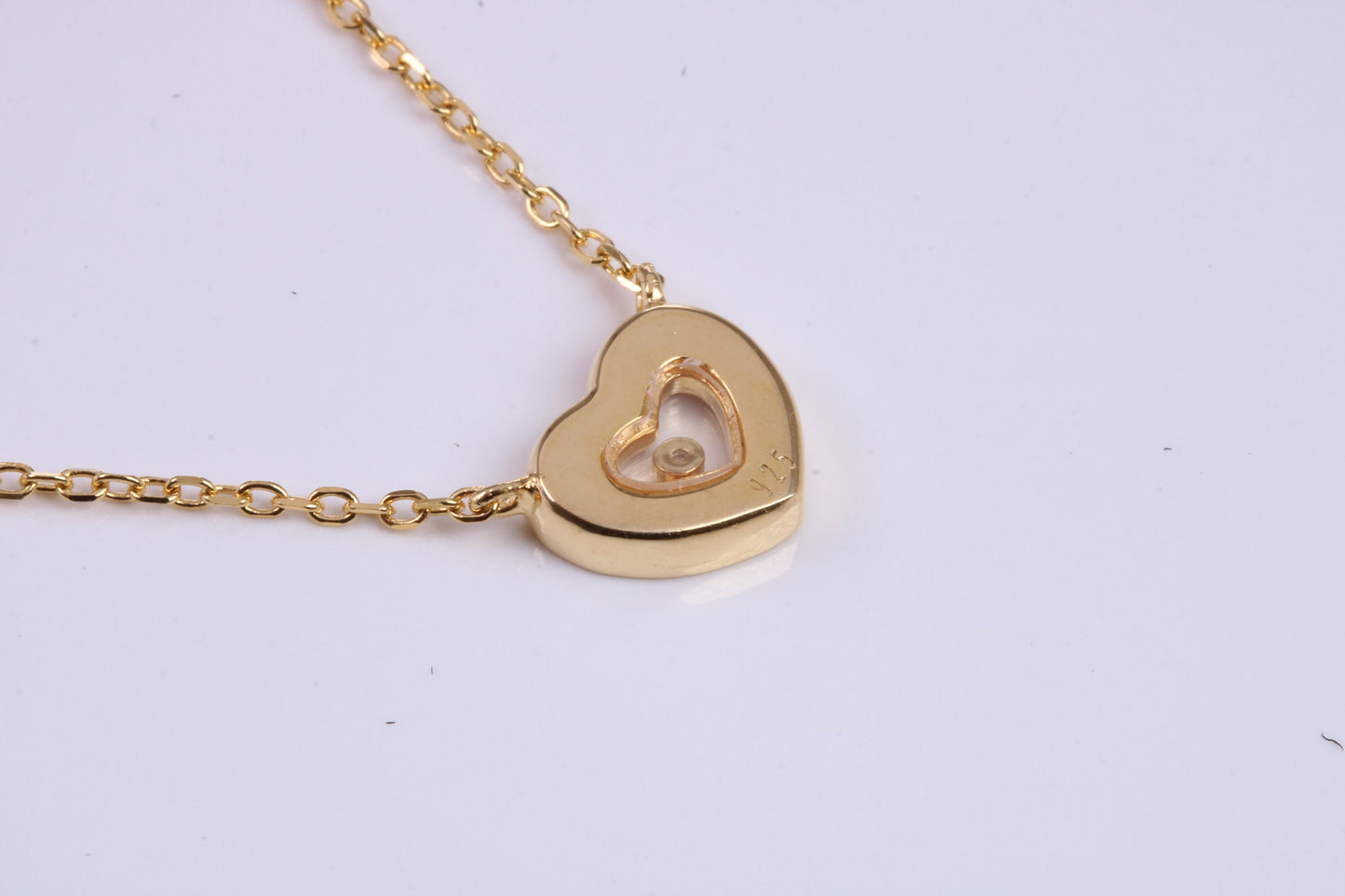 Love Heart Cubic Zirconia set Necklace, made from solid Sterling Silver, 18ct Yellow Gold Plated