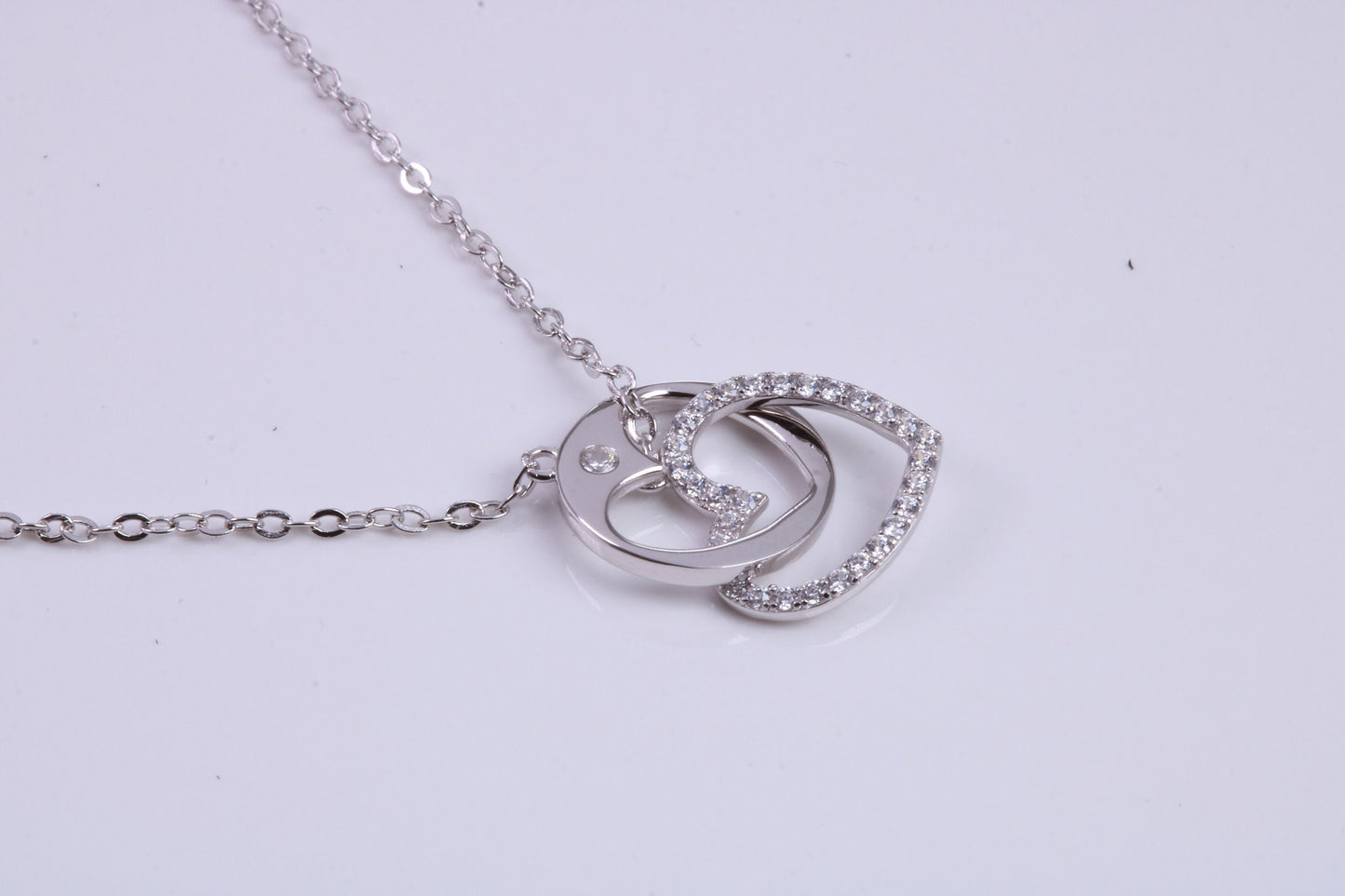 Love Heart Cubic Zirconia set Necklace, made from solid Sterling Silver