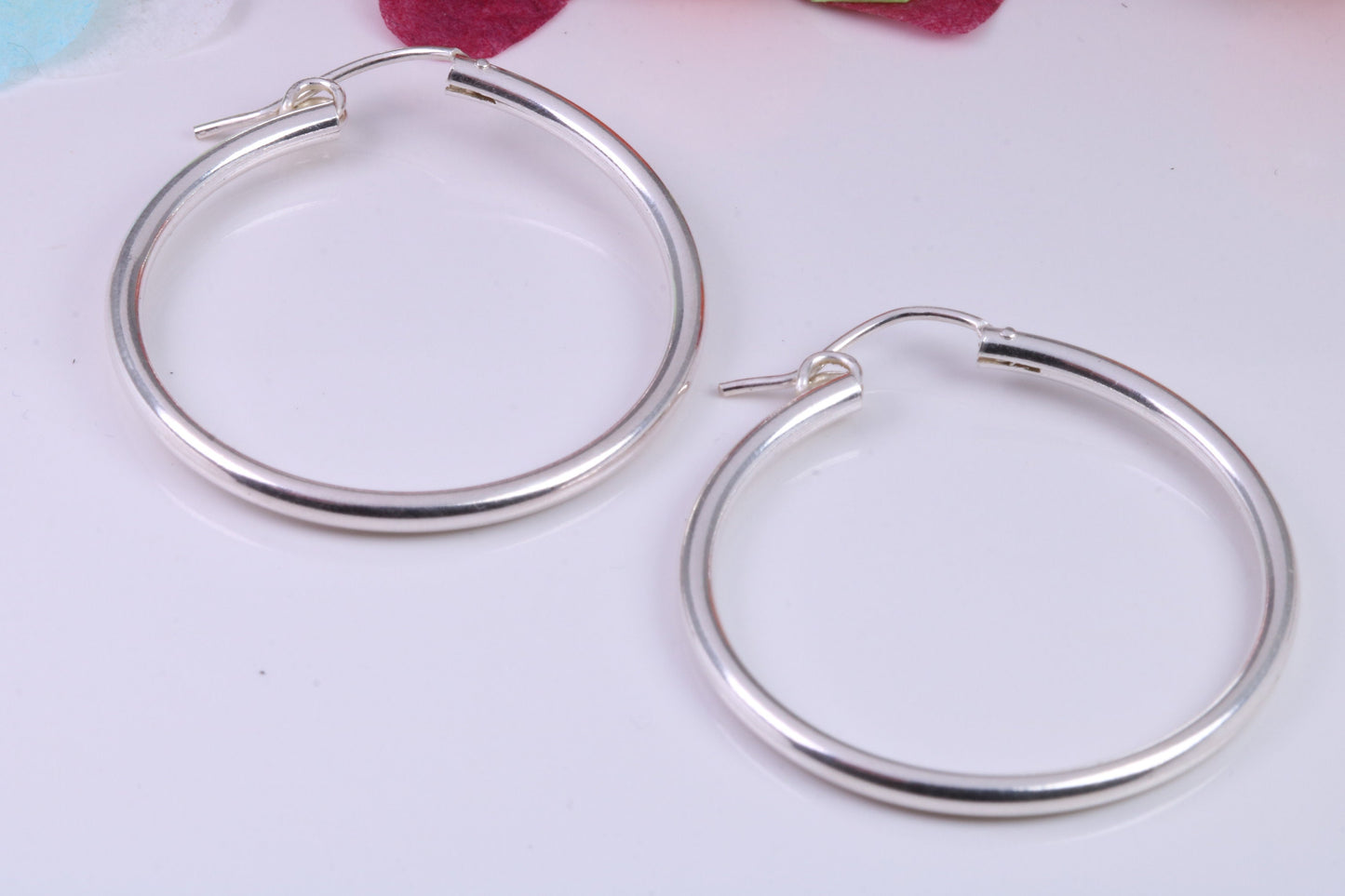 34 mm Round Creole Hoop Earrings Made from 925 Grade Sterling Silver