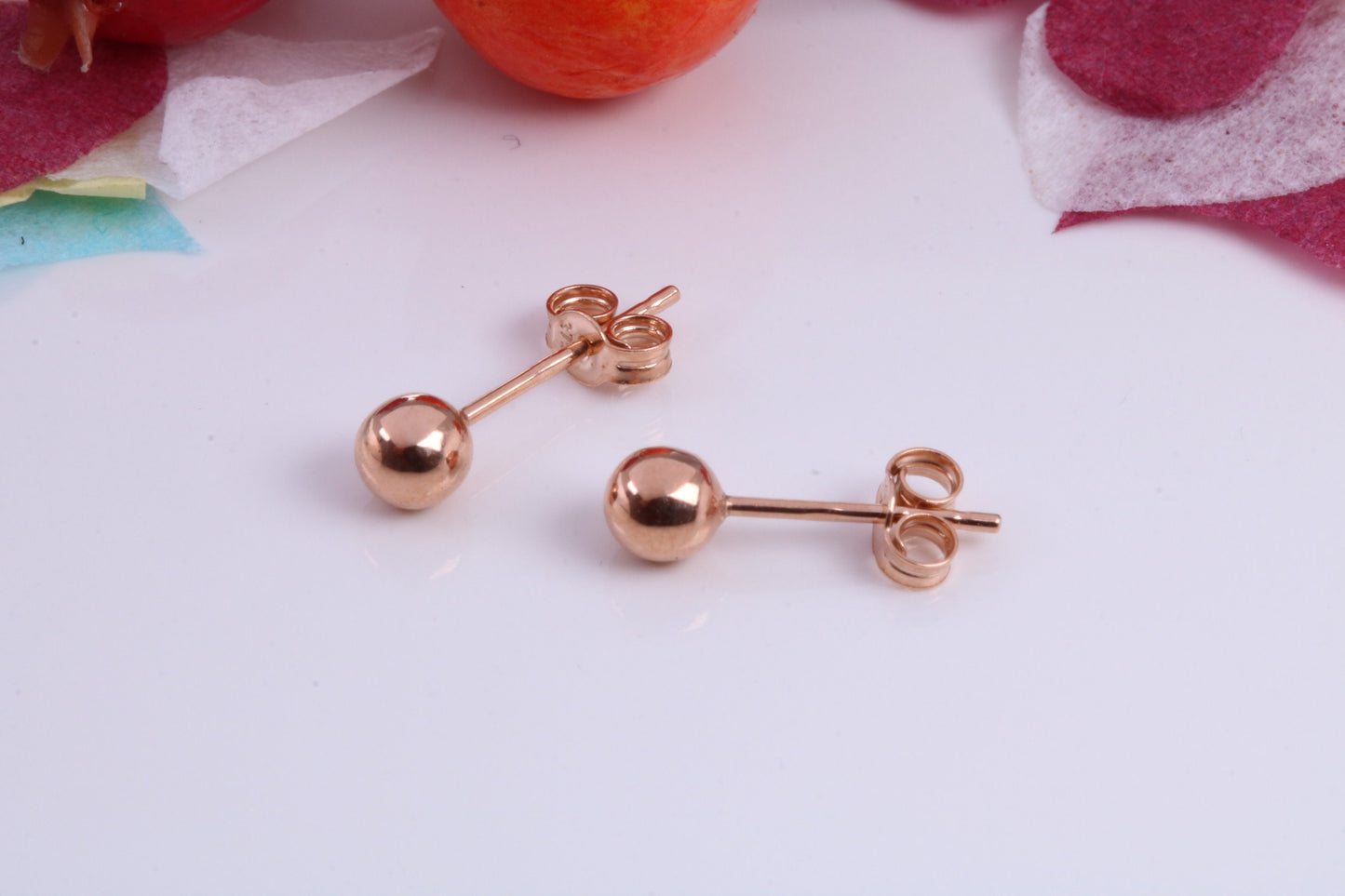 4 mm Round Ball Stud Earrings Made from 9ct Rose Gold