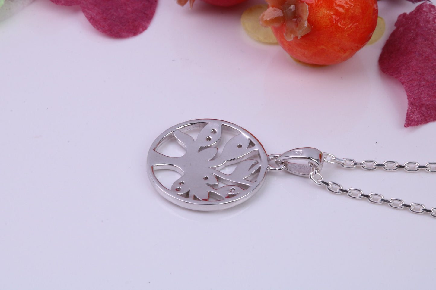 Tree of Life Cubic Zirconia set Necklace, made from solid Sterling Silver