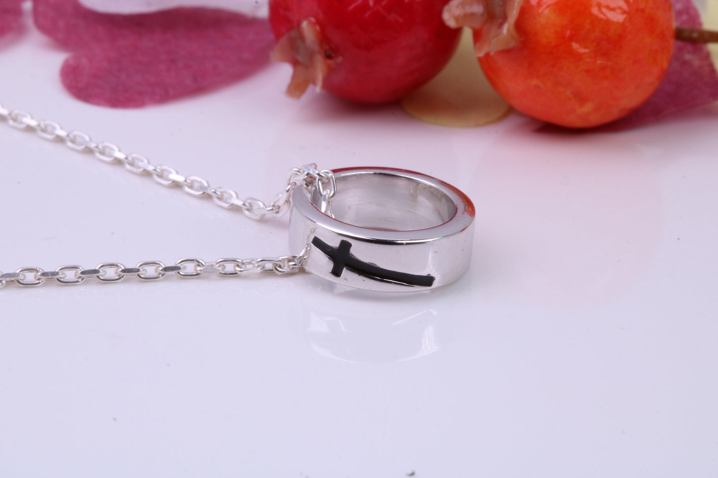 Cross Ring Necklace, made from solid Sterling Silver, 18ct Yellow Gold Plated
