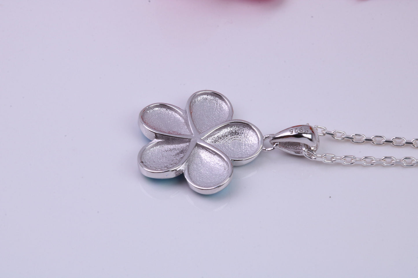 Daisy Flower Blue Opal set Necklace, made from solid Sterling Silver